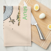 かわいいハッピーカリフォルニアウズラの漫画イラストレーション キッチンタオル (四つ折り)