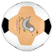 かわいいハッピーカリフォルニアウズラの漫画イラストレーション サッカーボール (回転)