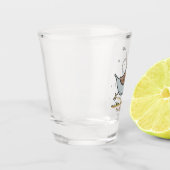 かわいいハッピーカリフォルニアウズラの漫画イラストレーション ショットグラス (左)