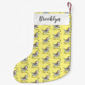 かわいいハッピーカリフォルニアウズラの漫画イラストレーション スモールクリスマスストッキング (裏面)