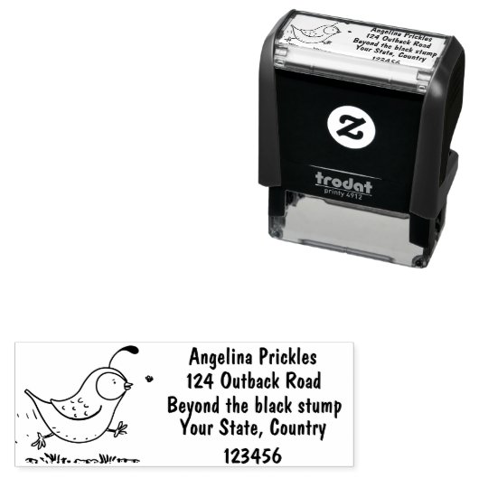 かわいいハッピーカリフォルニアウズラの漫画イラストレーション セルフインキングスタンプ (インサイチュ)