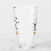 かわいいハッピーカリフォルニアウズラの漫画イラストレーション タンブラーグラス (左)