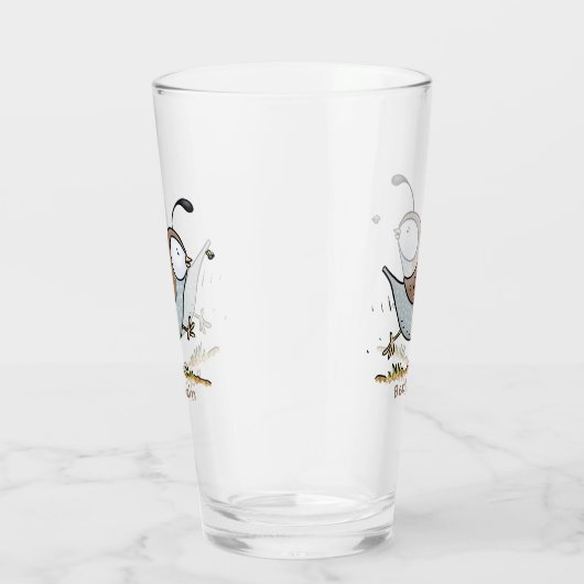 かわいいハッピーカリフォルニアウズラの漫画イラストレーション タンブラーグラス (右)