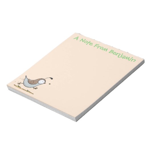 かわいいハッピーカリフォルニアウズラの漫画イラストレーション ノートパッド (回転)