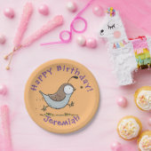 かわいいハッピーカリフォルニアウズラの漫画イラストレーション ペーパープレート (パーティー)