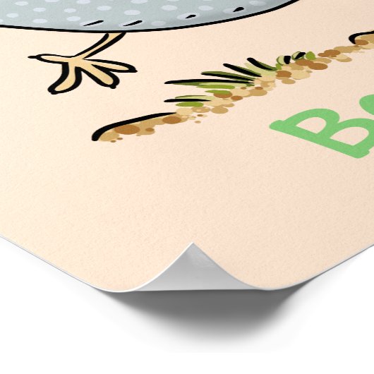 かわいいハッピーカリフォルニアウズラの漫画イラストレーション ポスター (角)