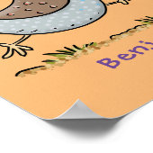 かわいいハッピーカリフォルニアウズラの漫画イラストレーション ポスター (角)