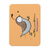 かわいいハッピーカリフォルニアウズラの漫画イラストレーション マグネット (縦)