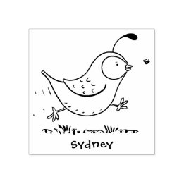 かわいいハッピーカリフォルニアウズラの漫画イラストレーション ラバースタンプ