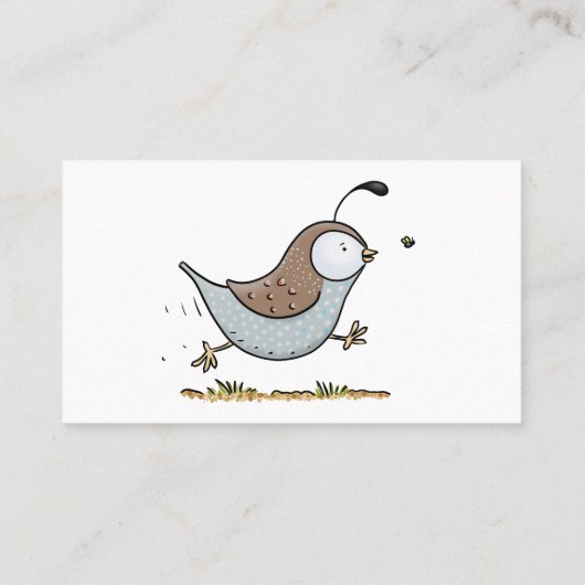 かわいいハッピーカリフォルニアウズラの漫画イラストレーション 名刺 (裏面)