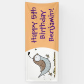 かわいいハッピーカリフォルニアウズラの漫画イラストレーション 横断幕 (縦)