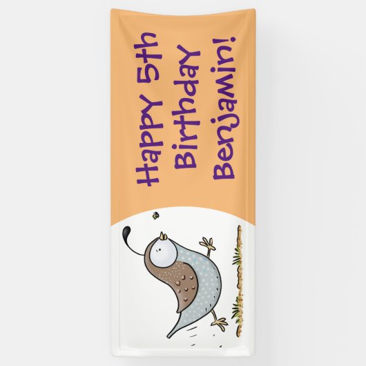 かわいいハッピーカリフォルニアウズラの漫画イラストレーション 横断幕 (縦)