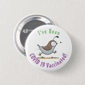 かわいいハッピーカリフォルニアウズラの漫画イラストレーション 缶バッジ (正面&裏面)