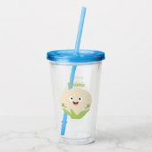 かわいいハッピーカリフラワー野菜の漫画 アクリルタンブラー (裏面)