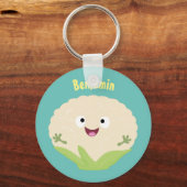 かわいいハッピーカリフラワー野菜の漫画 キーホルダー (正面)