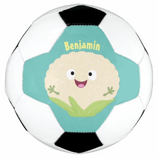 かわいいハッピーカリフラワー野菜の漫画 サッカーボール (正面)