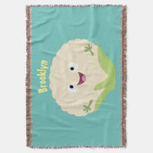 かわいいハッピーカリフラワー野菜の漫画 スローブランケット (正面縦)