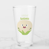 かわいいハッピーカリフラワー野菜の漫画 タンブラーグラス (正面)