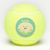 かわいいハッピーカリフラワー野菜の漫画 テニスボール (裏面)