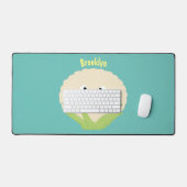 かわいいハッピーカリフラワー野菜の漫画 デスクマット (キーボード&マウス)