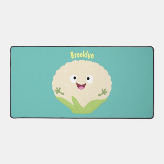 かわいいハッピーカリフラワー野菜の漫画 デスクマット (正面)