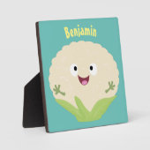 かわいいハッピーカリフラワー野菜の漫画 フォトプラーク (正面)