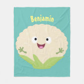 かわいいハッピーカリフラワー野菜の漫画 フリースブランケット (正面)