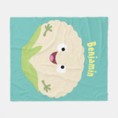 かわいいハッピーカリフラワー野菜の漫画 フリースブランケット (正面(横))