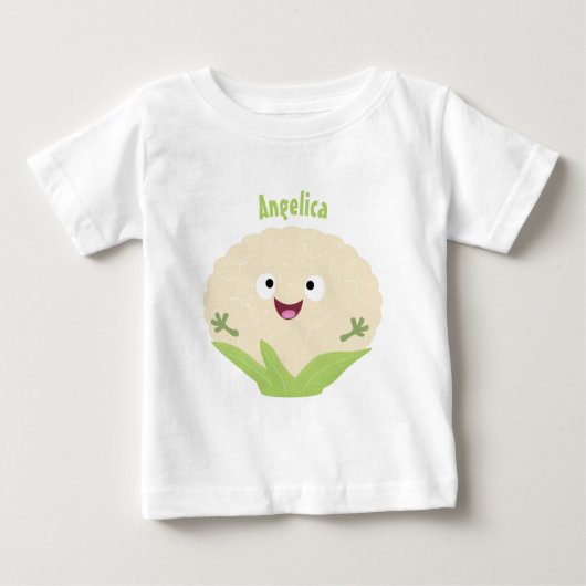 かわいいハッピーカリフラワー野菜の漫画 ベビーTシャツ (正面)