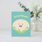 かわいいハッピーカリフラワー野菜の漫画 ポストカード (スタンド正面)