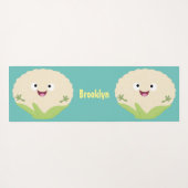 かわいいハッピーカリフラワー野菜の漫画 ヨガマット (裏面(横))