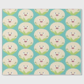 かわいいハッピーカリフラワー野菜の漫画 ラッピングペーパー (フラット)