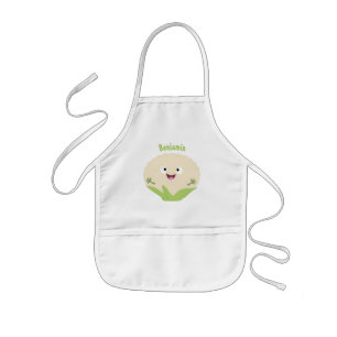 かわいいハッピーカリフラワー野菜の漫画 子供用エプロン