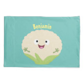 かわいいハッピーカリフラワー野菜の漫画 枕カバー (裏面)