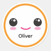 かわいいハッピーカワイイスマイルカスタムステッカーオレンジ ラウンドシール (正面)