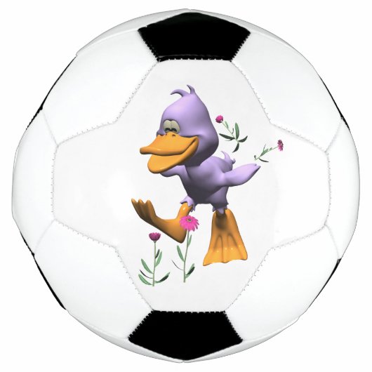 かわいいハッピーカートゥーランニングカモの花 サッカーボール (正面)