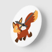 かわいいハッピーカートゥーンキツネウォールクロック ラウンド壁時計 (傾斜)