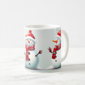 かわいいハッピーキッズ子供冬雪だるま コーヒーマグカップ (正面右)