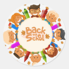 かわいいハッピーキッズ新学期ラウンド ラウンドシール