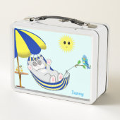 かわいいハッピーキティ猫サンアンドブルーリトルバード メタルランチボックス (裏面)