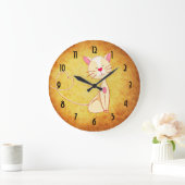 かわいいハッピーキャットとハートテール ラージ壁時計 (ホーム)