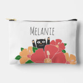 かわいいハッピーキャット春の花 パーソナライズされた アクセサリーポーチ (正面)