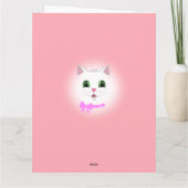 かわいいハッピーキャット顔誕生日オンライトコーラルピンク カード (裏面)