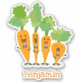 かわいいハッピーキャロットカルテット漫画イラストレーション シール (正面)