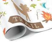 かわいいハッピーキャンパーズウッドランドパターン ラッピングペーパー (ロールコーナー)