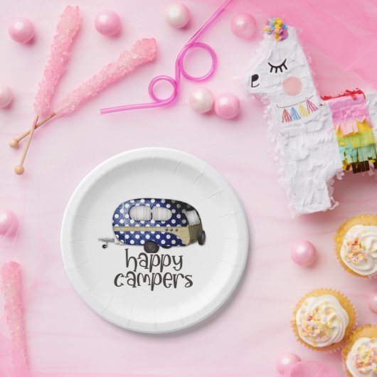 かわいいハッピーキャンパーズワードアートパーティー ペーパープレート (パーティー)
