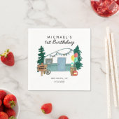 かわいいハッピーキャンパーバンツリーズキャンピング1st誕生日 スタンダードカクテルナプキン (インサイチュ)