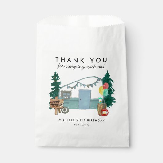 かわいいハッピーキャンパーバンツリーズキャンピング1st誕生日 フェイバーバッグ (正面)