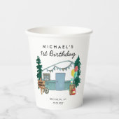 かわいいハッピーキャンパーバンツリーズキャンピング1st誕生日 紙コップ (正面)