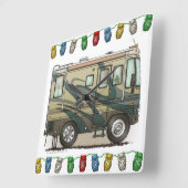 かわいいハッピーキャンパービッグRVコーチモーターホーム スクエア壁時計 (傾斜)